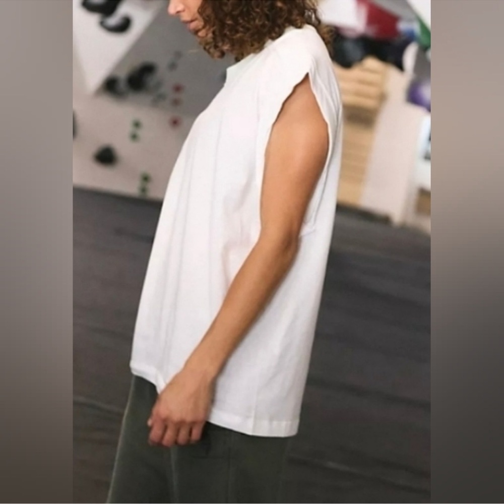 FP Movement Don’t  Sweat It White Muscle Tee with Mint Crewneck Size Medium NWT - Picture 2 of 7